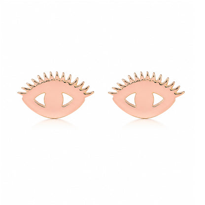 14K Gold Evil Eyelash Stud Earrings