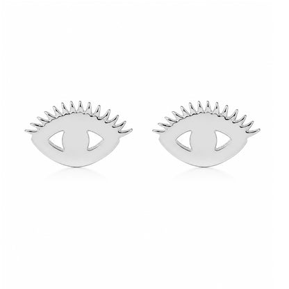 14K Gold Evil Eyelash Stud Earrings
