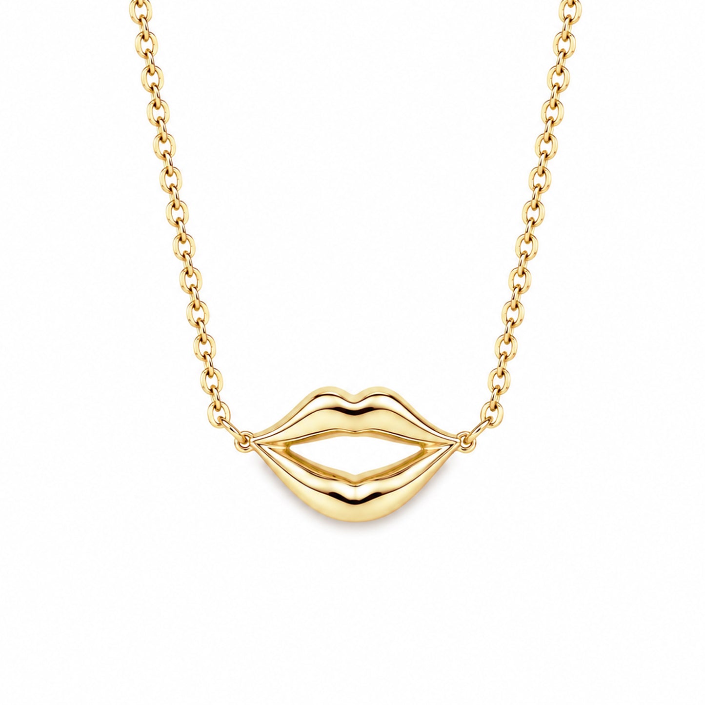 14K Gold Lip Pout Necklace