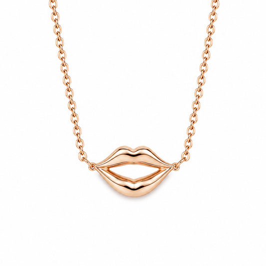 14K Gold Lip Pout Necklace