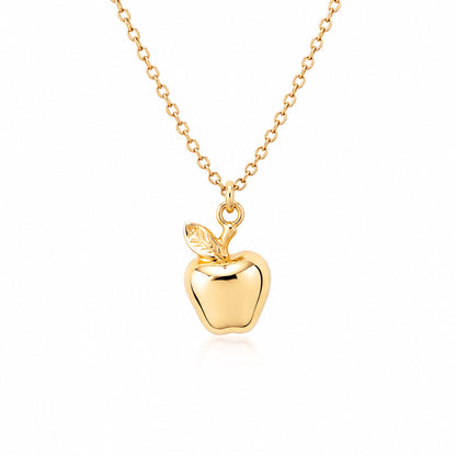 14K Golden Apple Pendant Necklace