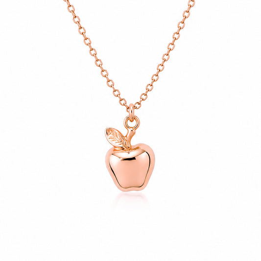 14K Golden Apple Pendant Necklace