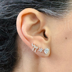 14K Gold Pavé Diamond Hebrew Chai Stud Earrings