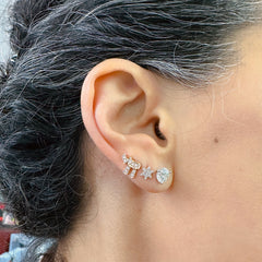 14K Gold Tiny Pavé Diamond Star of David Stud Earrings