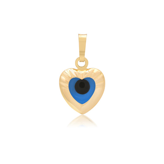 14K Gold Evil Eye Heart Shaped Charm Pendant ~ LIMITED EDITION