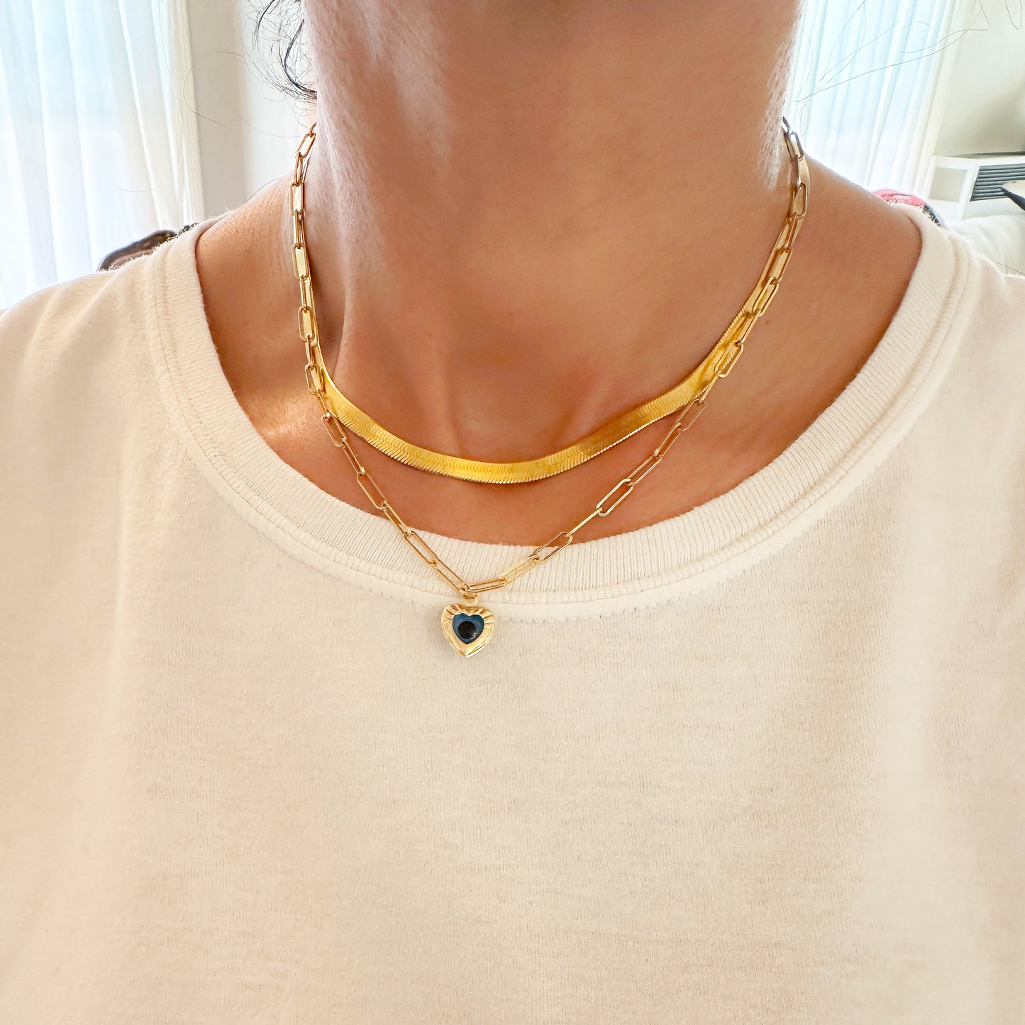 14K Gold Evil Eye Heart Shaped Charm Pendant ~ LIMITED EDITION