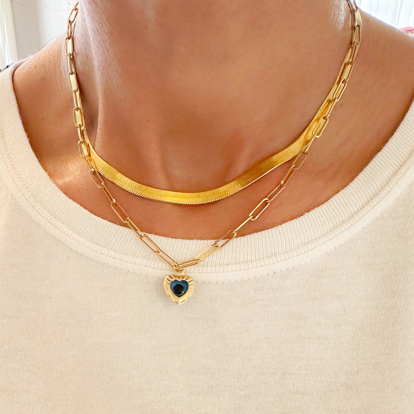 14K Gold Evil Eye Heart Shaped Charm Pendant ~ LIMITED EDITION