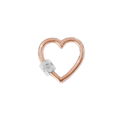 14K Gold Heart Carabiner Diamond Lock Charm Enhancer