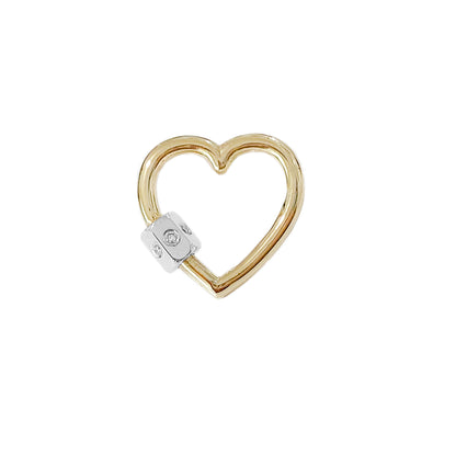 14K Gold Heart Carabiner Diamond Lock Charm Enhancer
