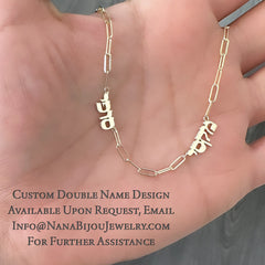 14K Gold Mini Nameplate Pendant Necklace ~ Hebrew, Farsi or Arabic Font