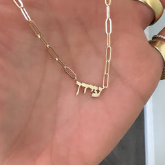 14K Gold Mini Nameplate Pendant Necklace ~ Hebrew, Farsi or Arabic Font