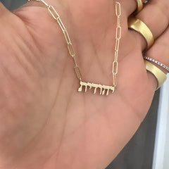 14K Gold Mini Nameplate Pendant Necklace ~ Hebrew, Farsi or Arabic Font