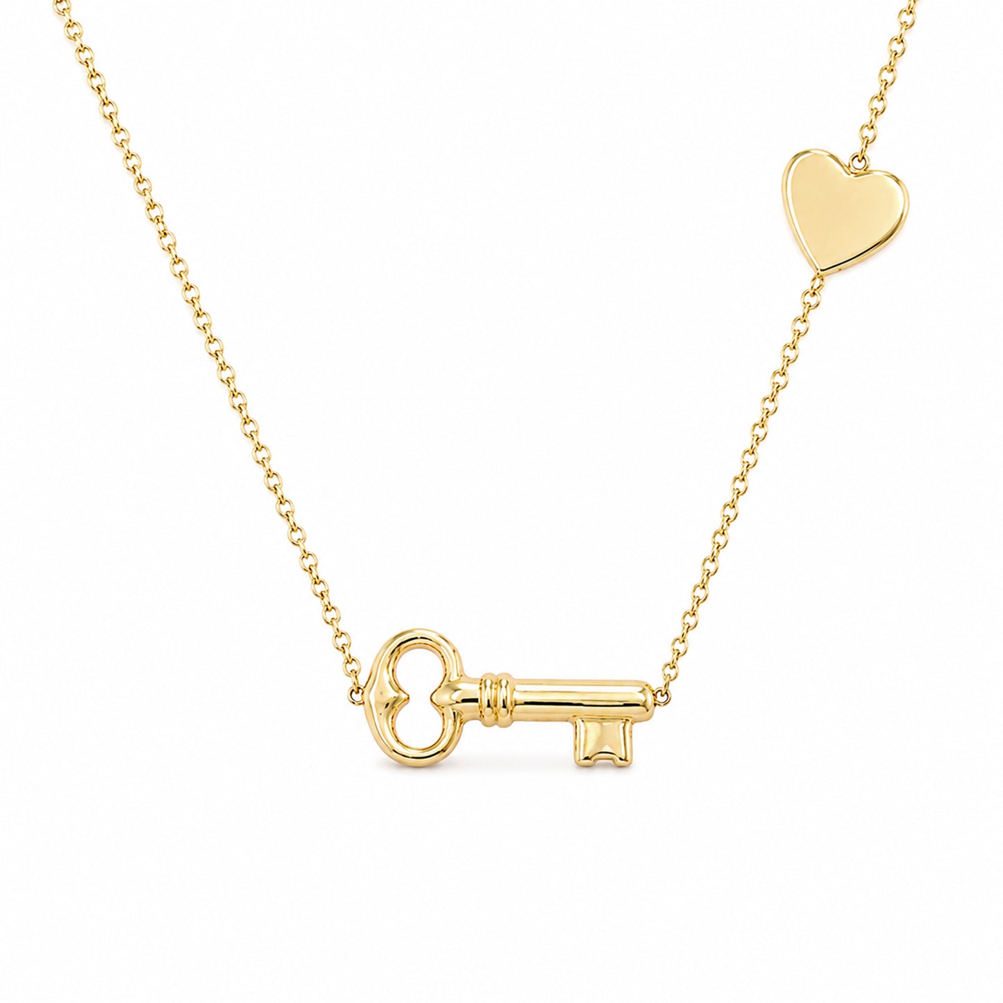 14K Gold Key to Heart Engravable Necklace