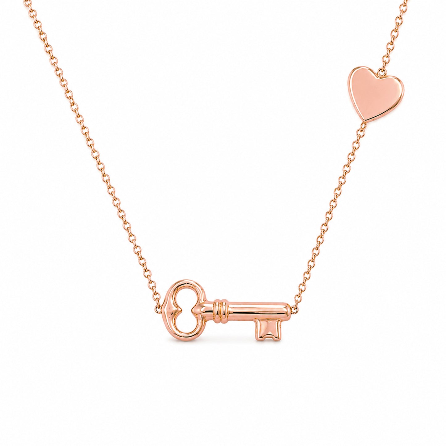 14K Gold Key to Heart Engravable Necklace