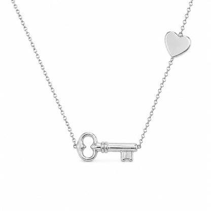 14K Gold Key to Heart Engravable Necklace