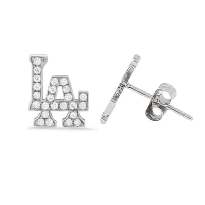 14K Gold Diamond "LA" Initials Stud Earring