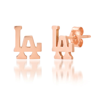 14K Gold "LA" Initials Stud Earring, Small Size