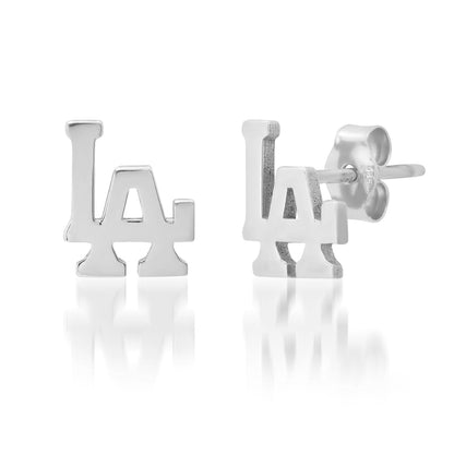 14K Gold "LA" Initials Stud Earring, Small Size