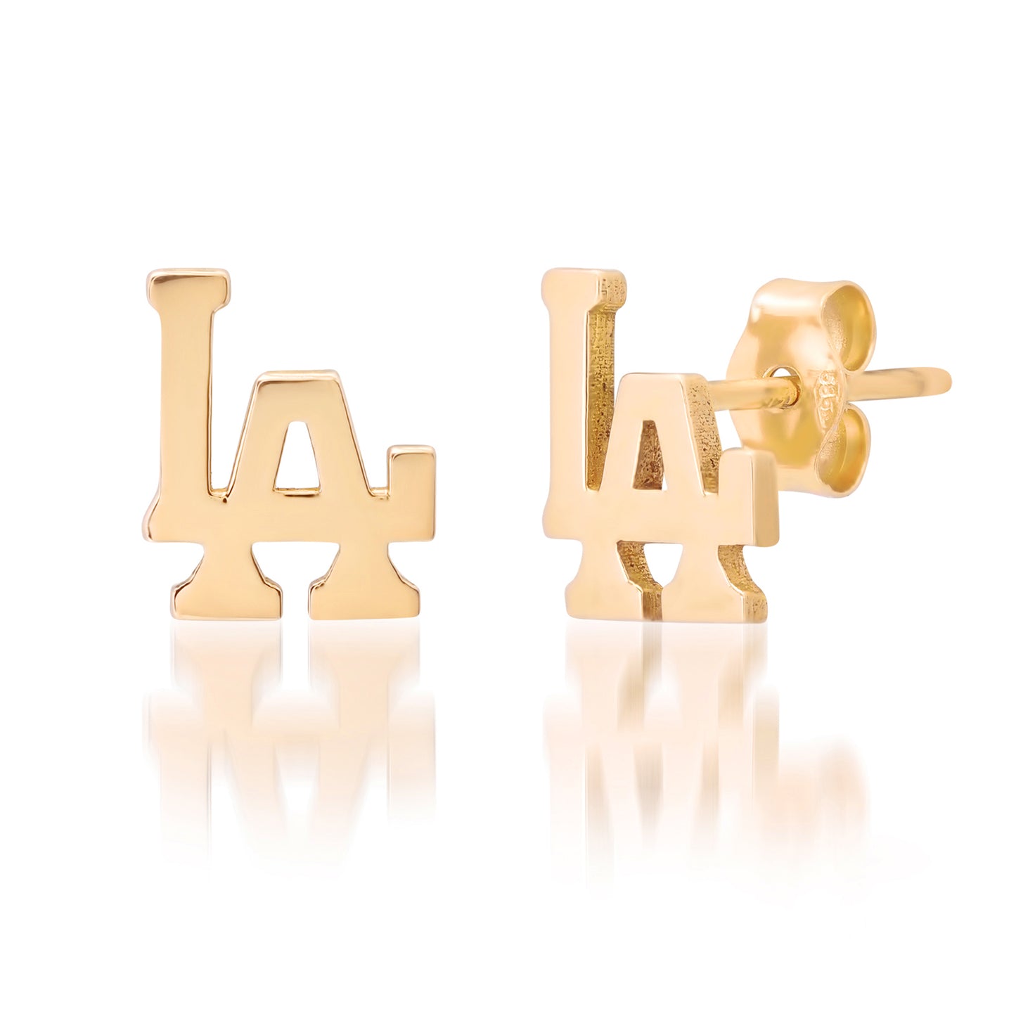 14K Gold "LA" Initials Stud Earring, Small Size