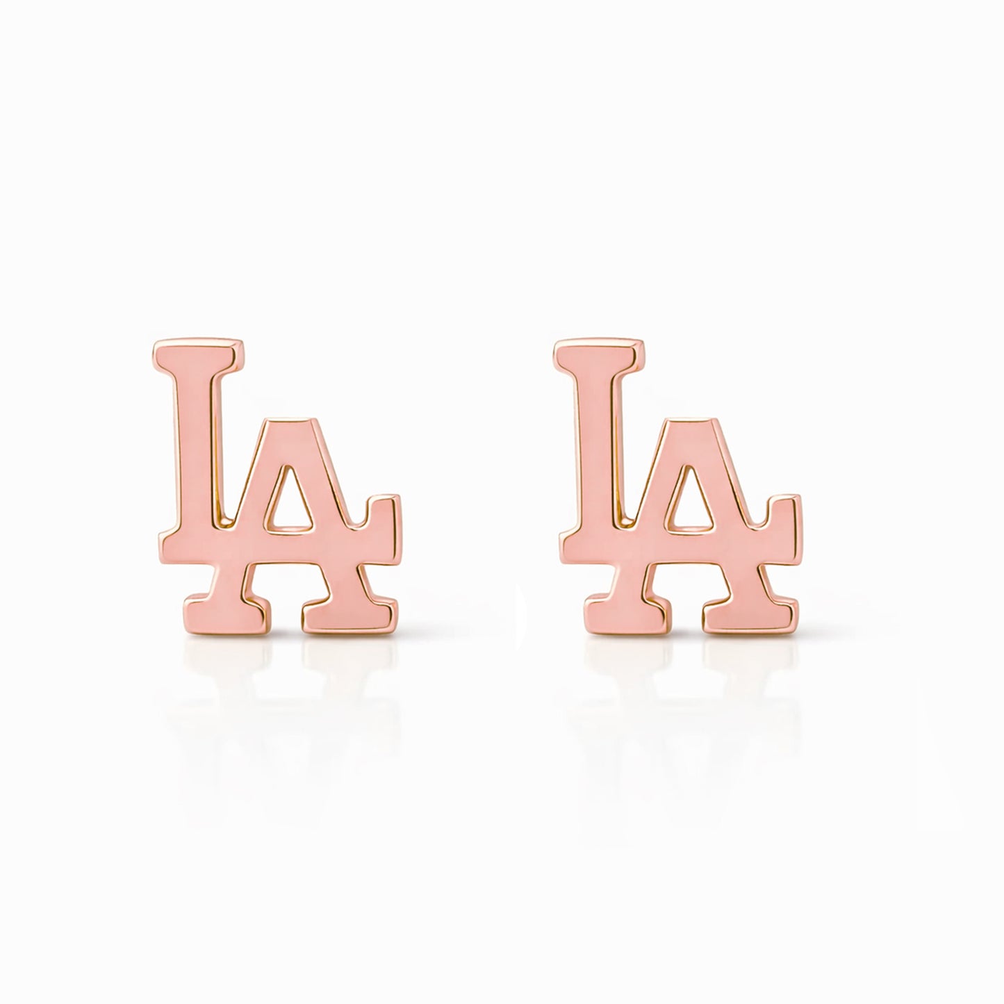14K Gold "LA" Logo Initials Stud Earring, XS Size