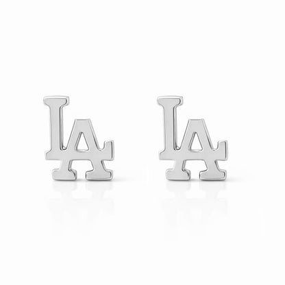 14K Gold "LA" Logo Initials Stud Earring, XS Size