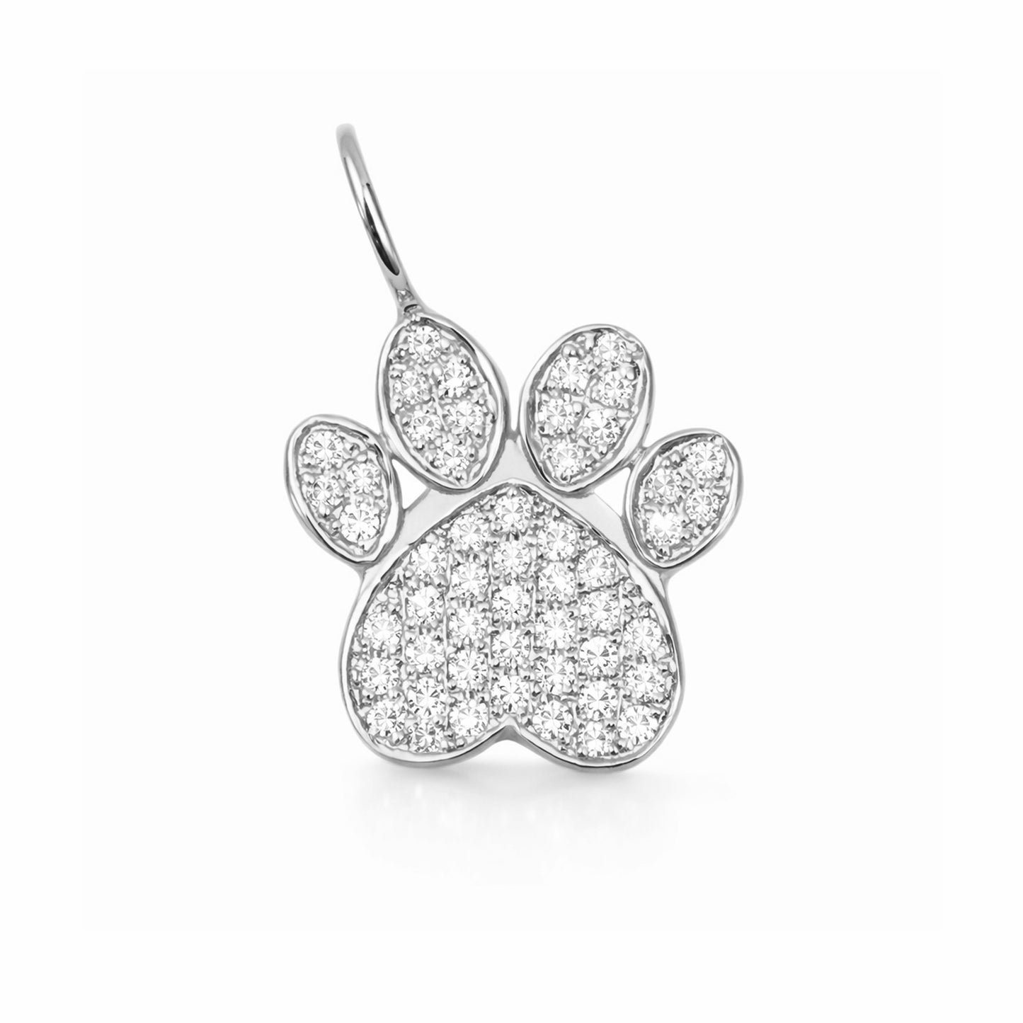 14K Gold Pavé Diamond Paw Print Charm Pendant ~ Large Size