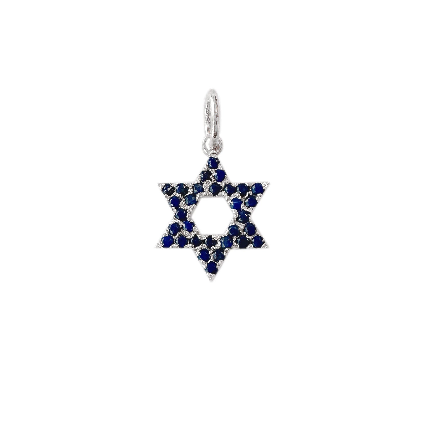 14K Gold Lapis Lazuli Star of David Charm Pendant, XS Size