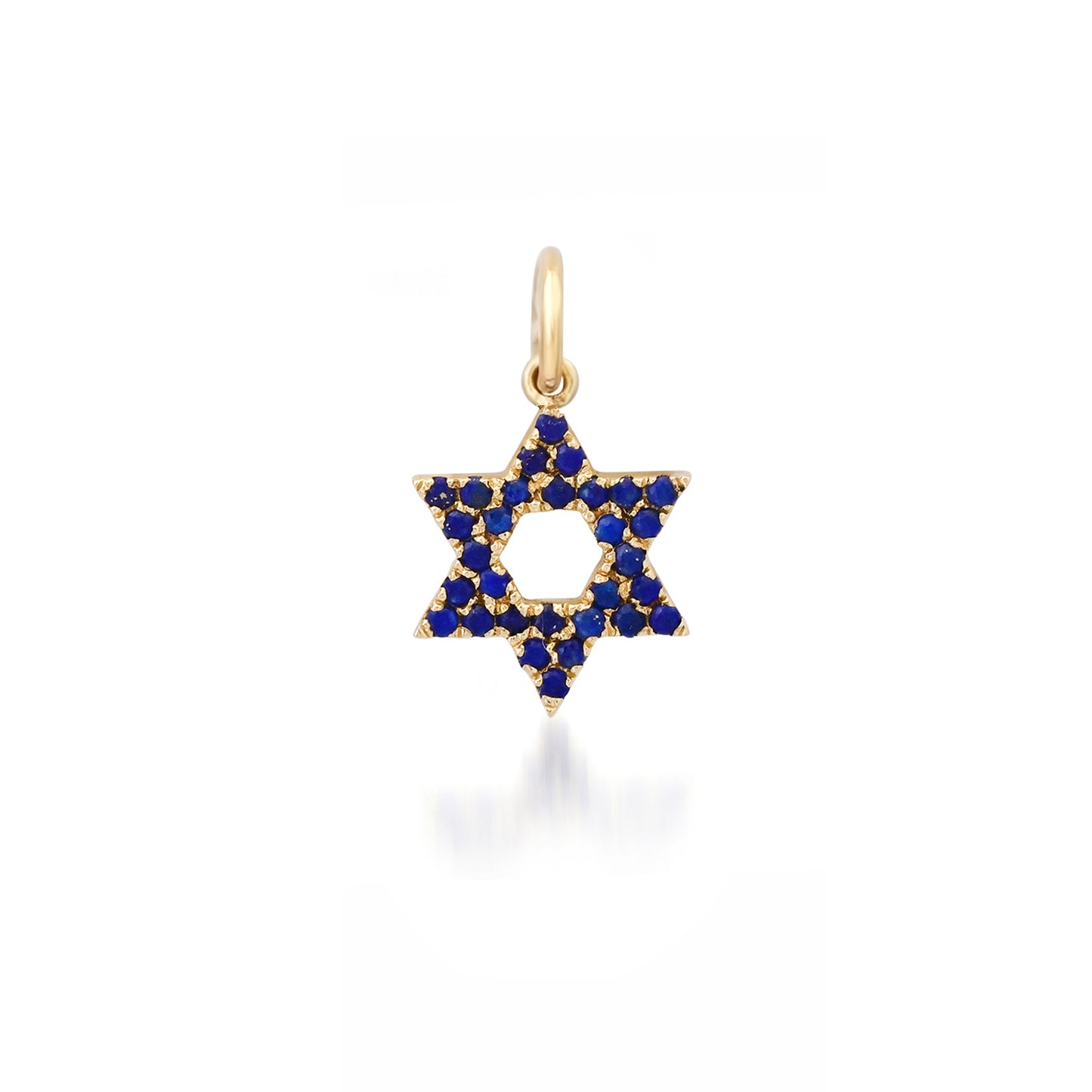14K Gold Lapis Lazuli Star of David Charm Pendant, XS Size