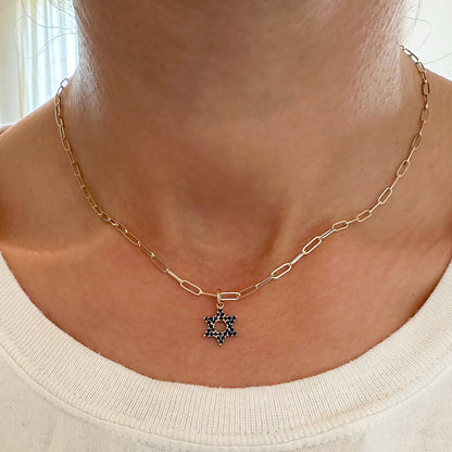 14K Gold Lapis Lazuli Star of David Charm Pendant, XS Size