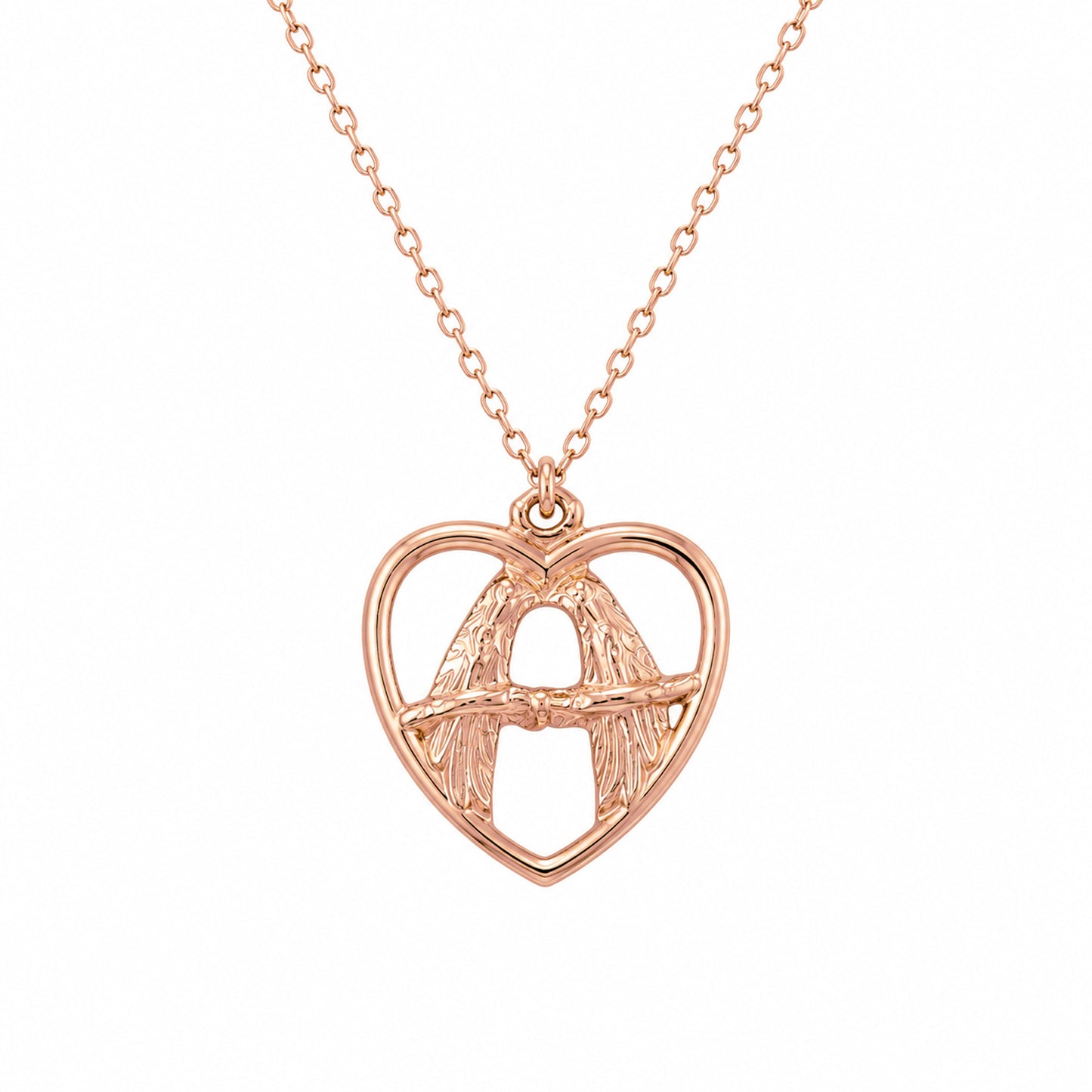 14K Gold Love Birds Pendant Necklace
