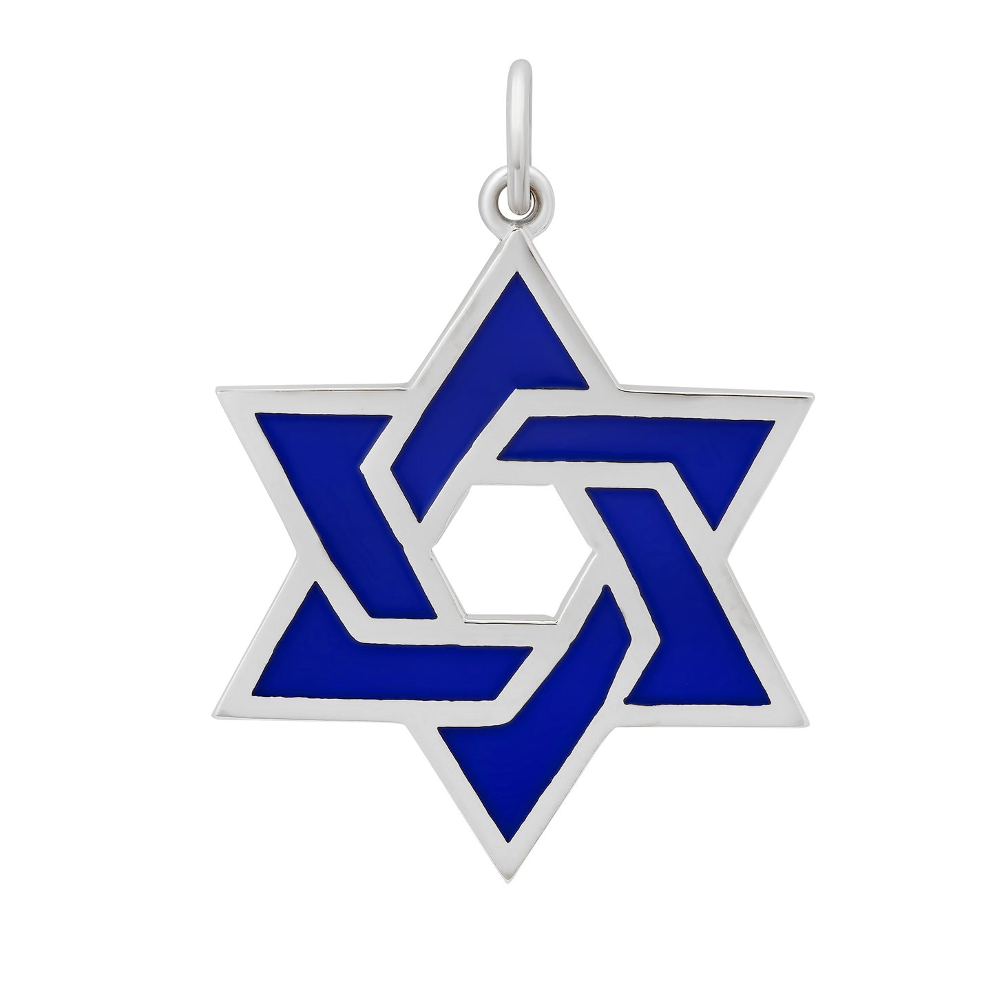 14K Gold Blue Enamel Star of David Charm Pendant