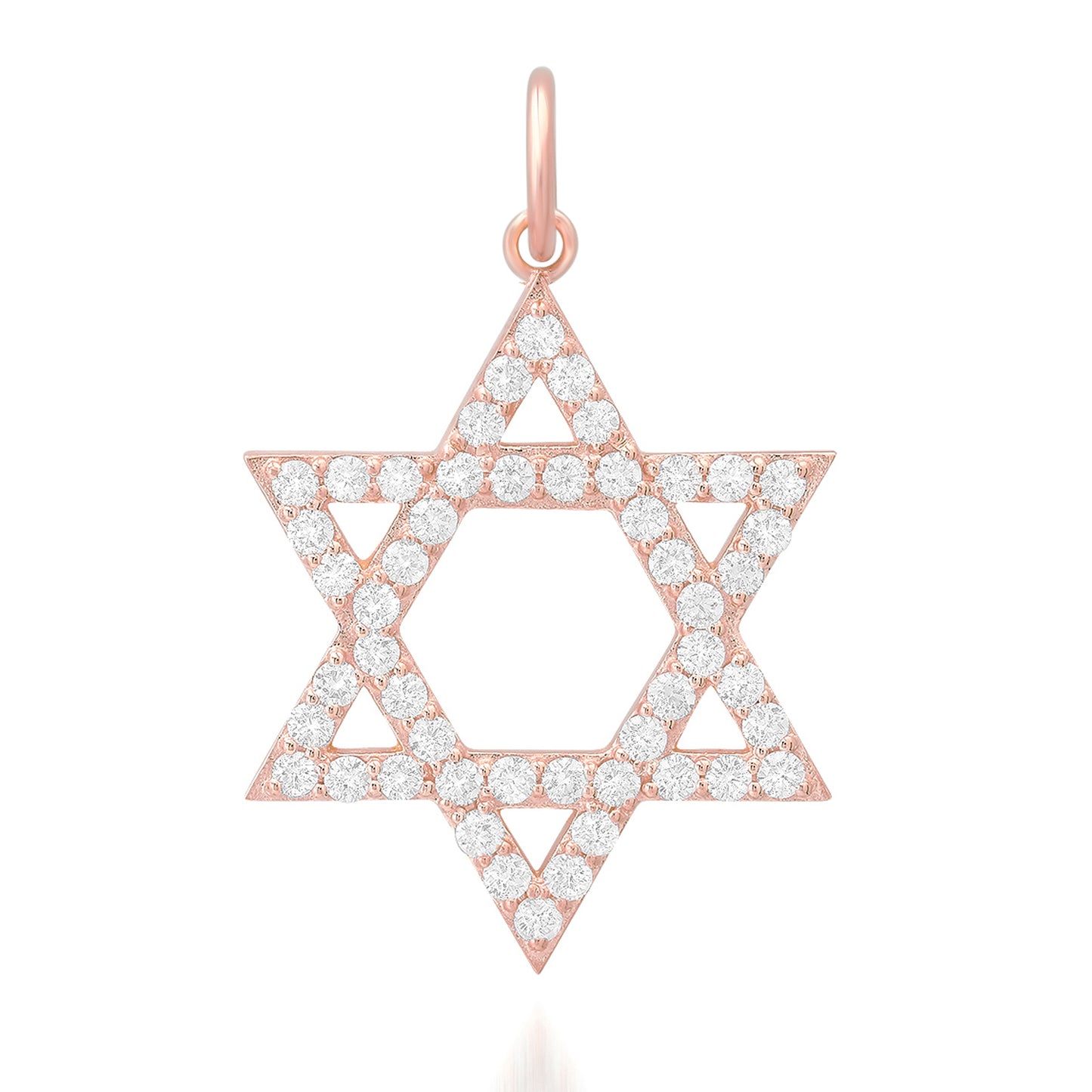14K Gold Diamond Star of David Charm Pendant, Large Size