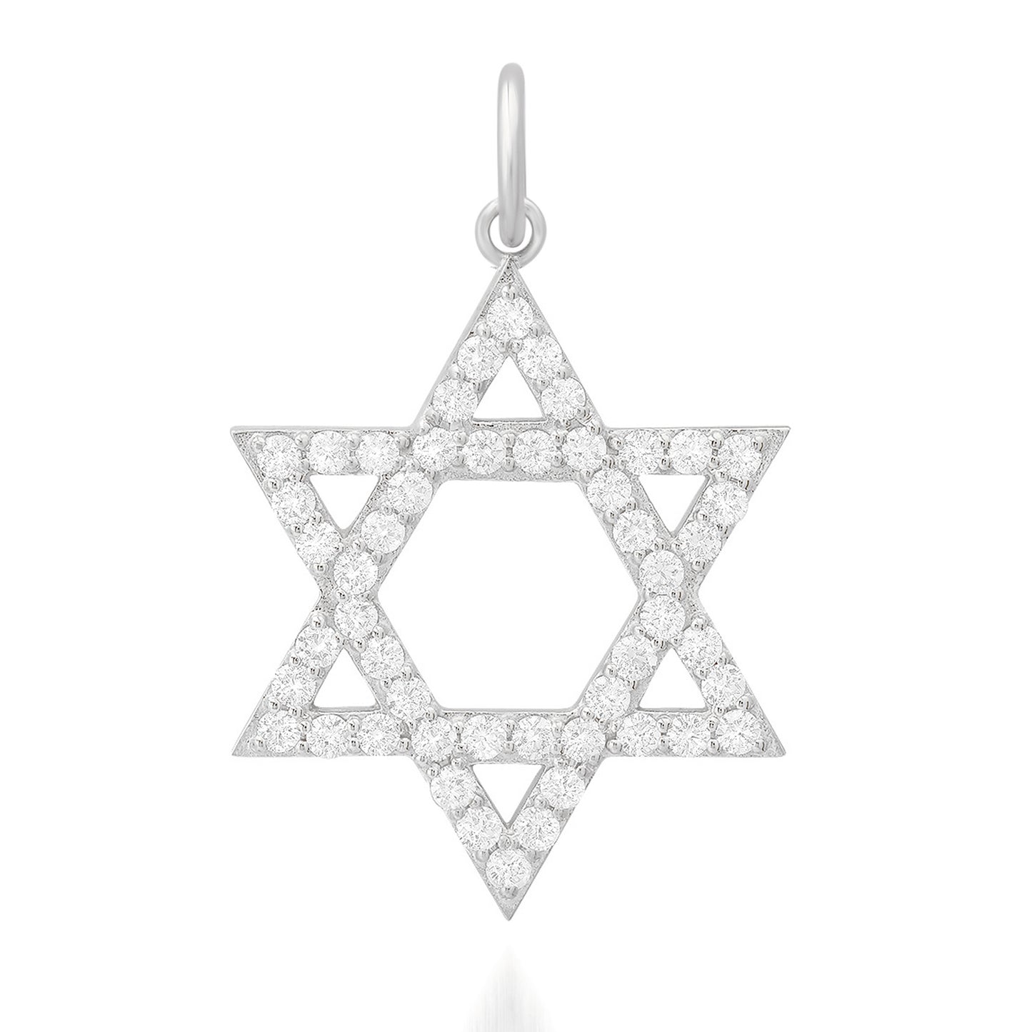 14K Gold Diamond Star of David Charm Pendant, Large Size