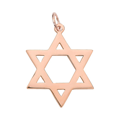 14K Gold Large Star of David Charm Pendant