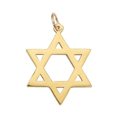 14K Gold Large Star of David Charm Pendant