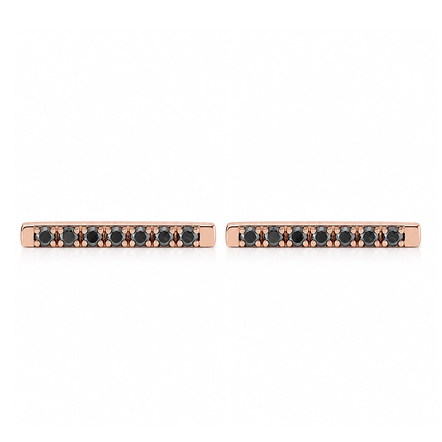 14K Gold Large Pavé Black Diamond Bar Stud Earrings