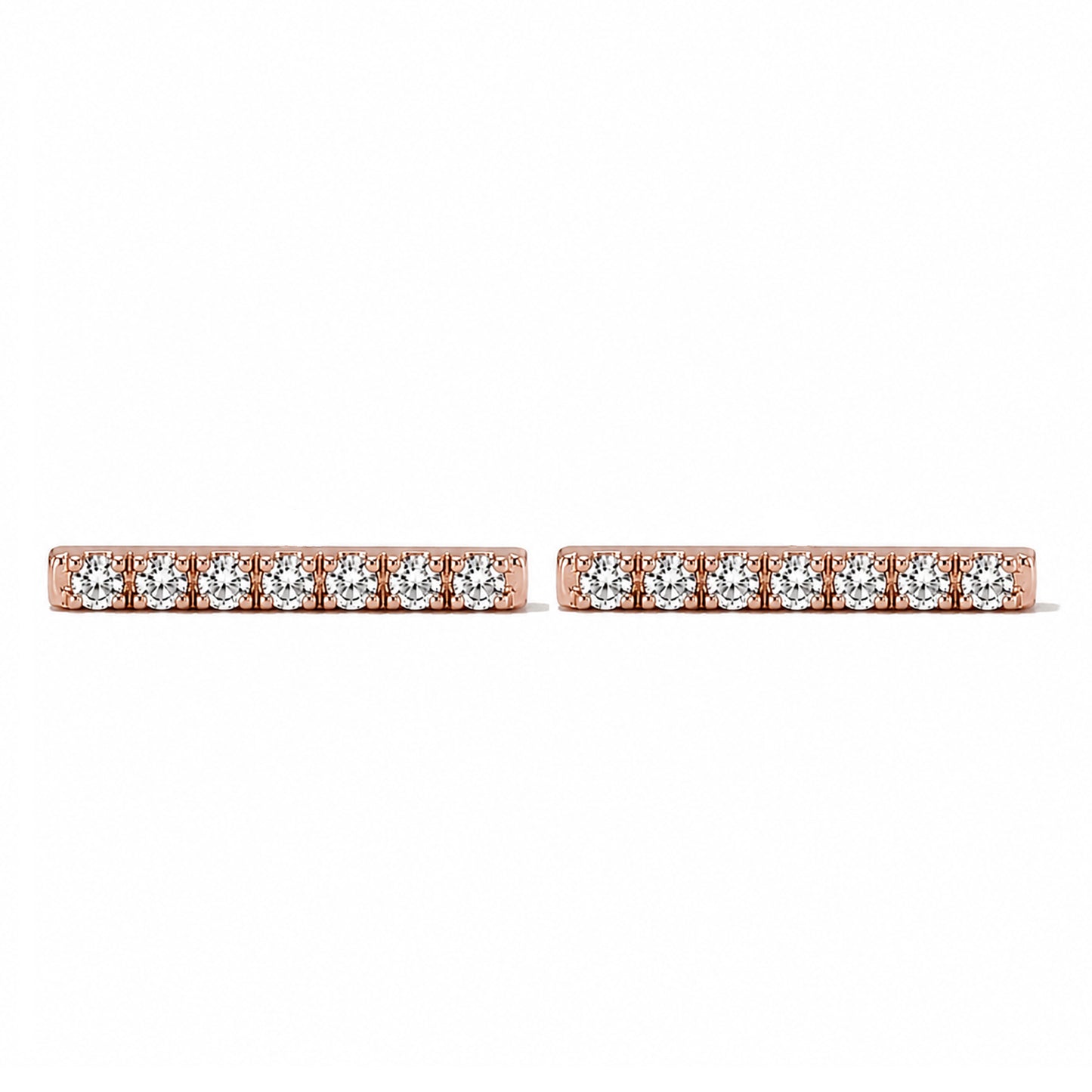 14K Gold Large Pavé Diamond Bar Stud Earrings