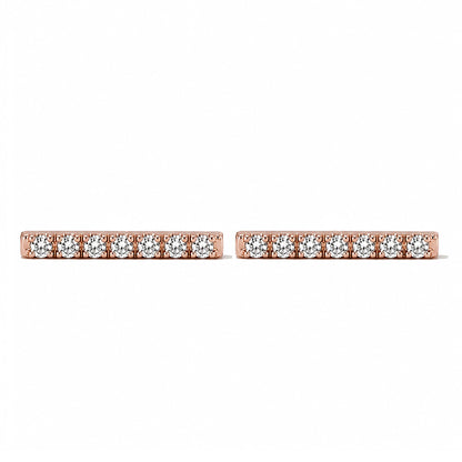 14K Gold Large Pavé Diamond Bar Stud Earrings