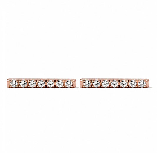 14K Gold Large Pavé Diamond Bar Stud Earrings