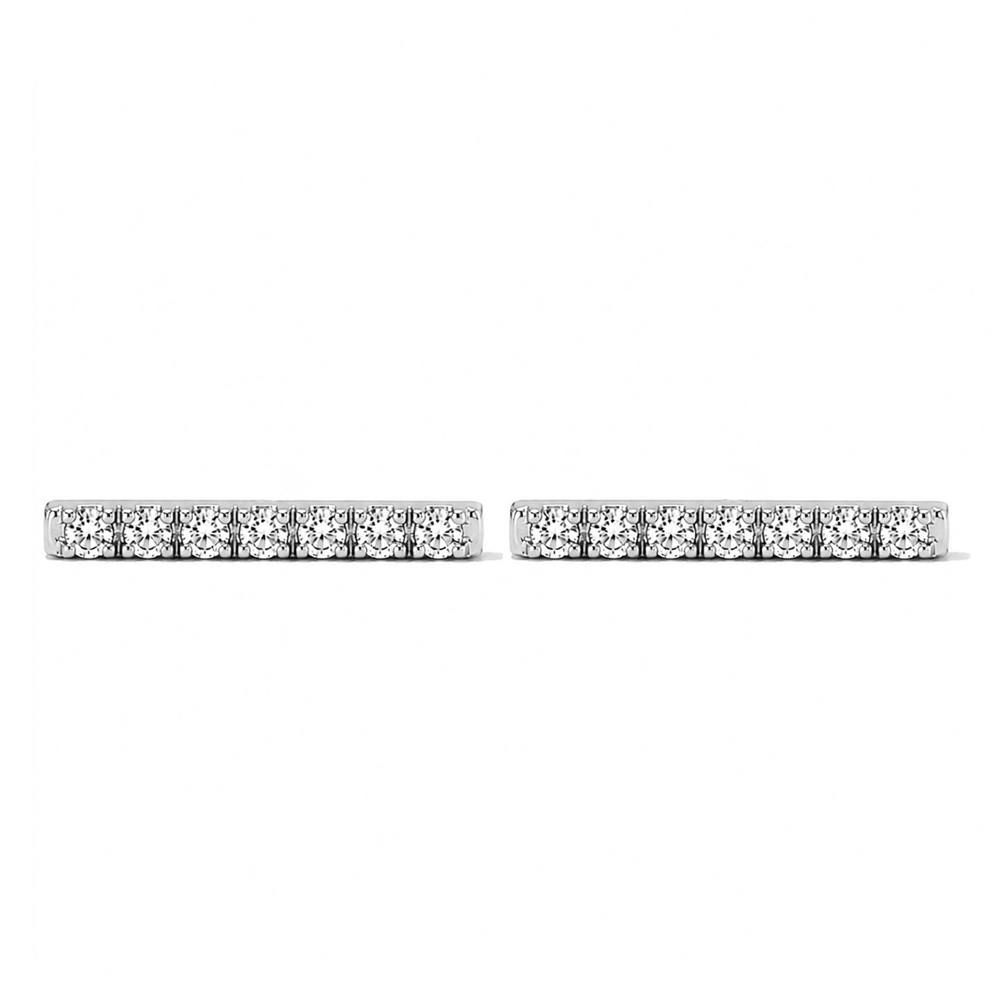 14K Gold Large Pavé Diamond Bar Stud Earrings