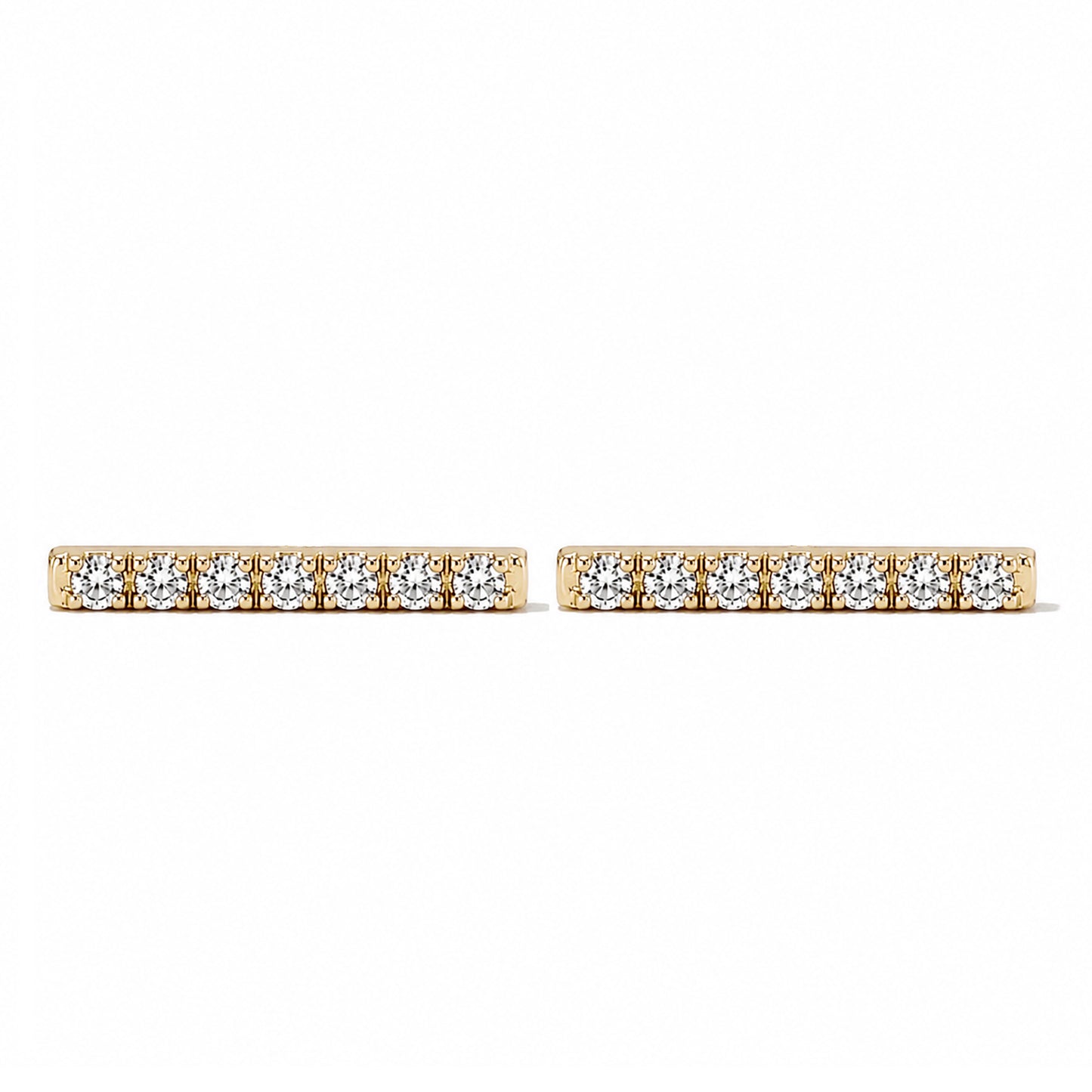 14K Gold Large Pavé Diamond Bar Stud Earrings