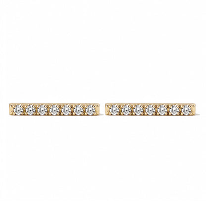 14K Gold Large Pavé Diamond Bar Stud Earrings