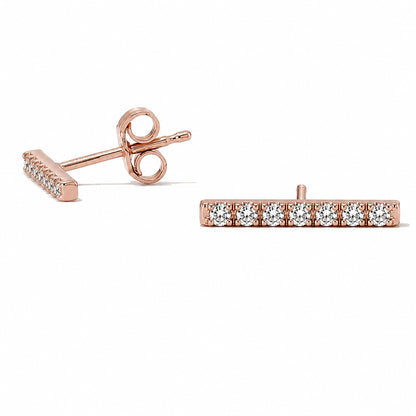 14K Gold Large Pavé Diamond Bar Stud Earrings