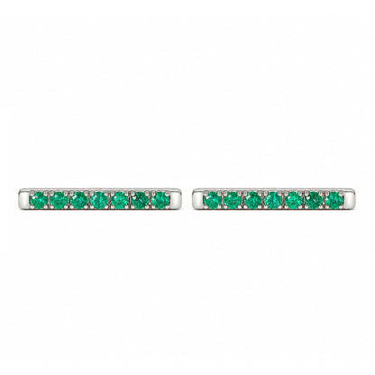 14K Gold Large Pavé Emerald Bar Stud Earrings