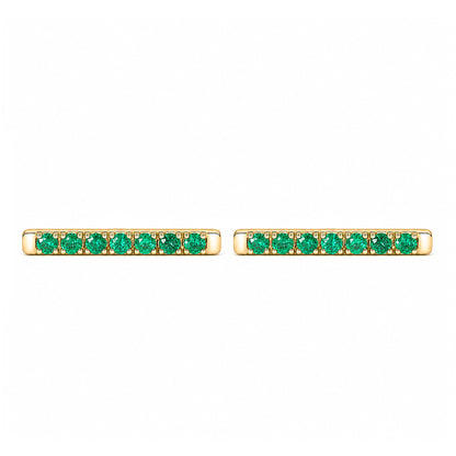 14K Gold Large Pavé Emerald Bar Stud Earrings