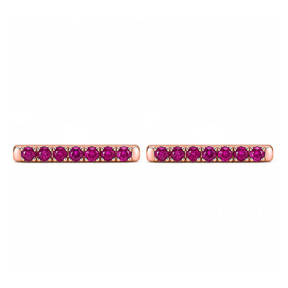 14K Gold Large Pavé Ruby Bar Stud Earrings