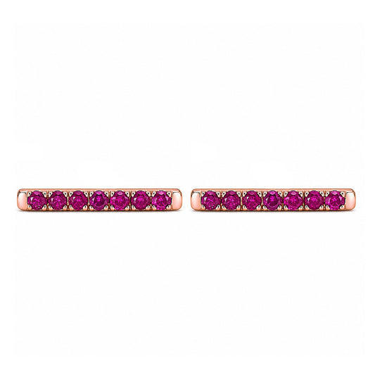 14K Gold Large Pavé Ruby Bar Stud Earrings