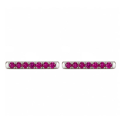 14K Gold Large Pavé Ruby Bar Stud Earrings
