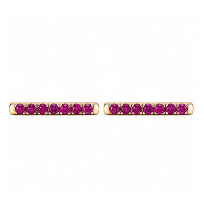 14K Gold Large Pavé Ruby Bar Stud Earrings