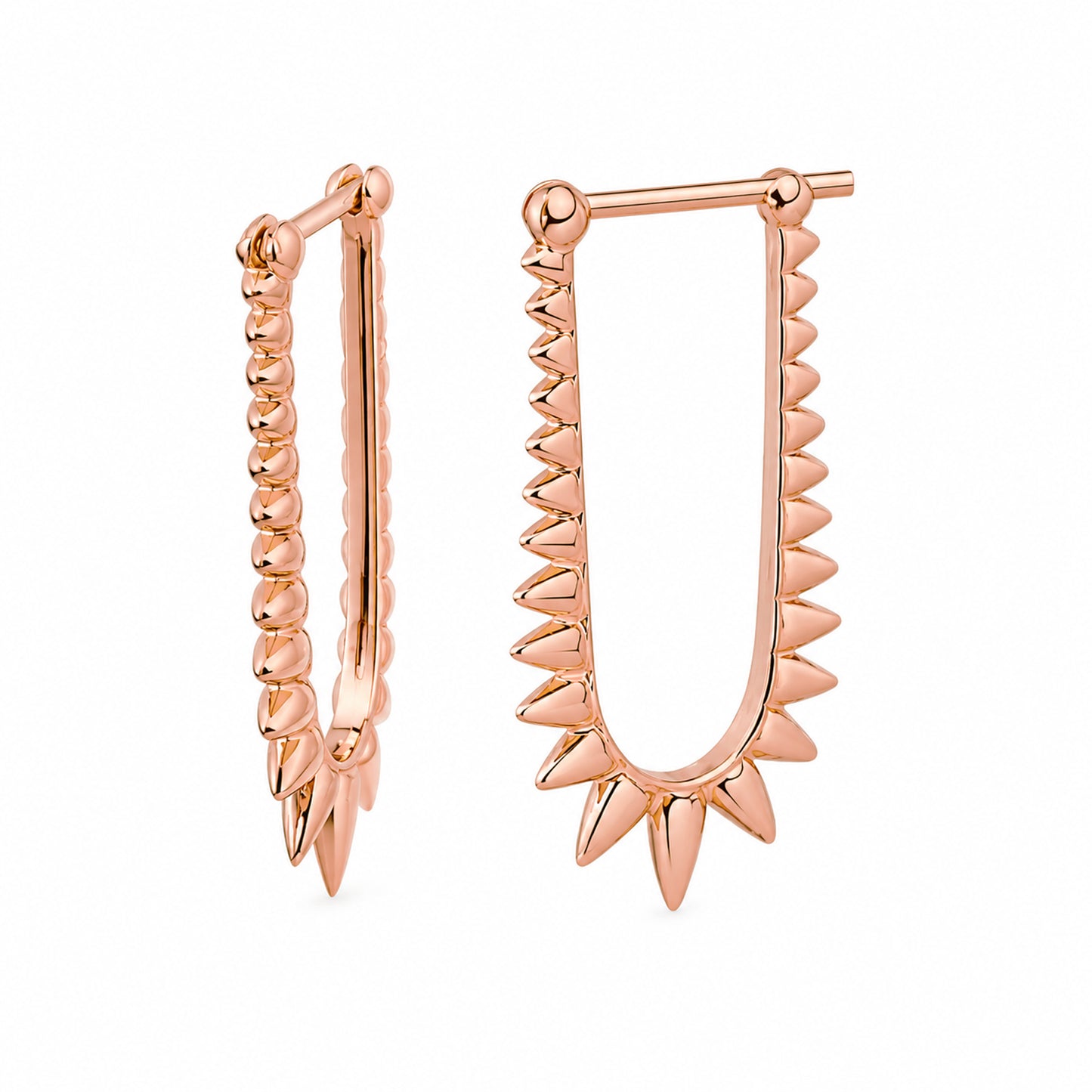 Spike Collection: 14K Gold Spike Huggie Hoop Earrings, Large Size